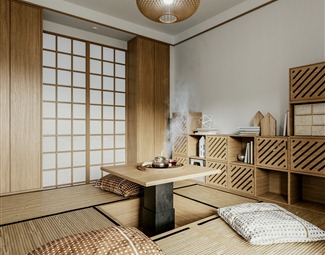 日式茶室家具组合