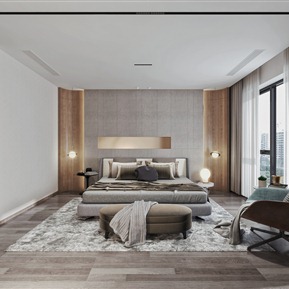 现代 卧室 主卧室
