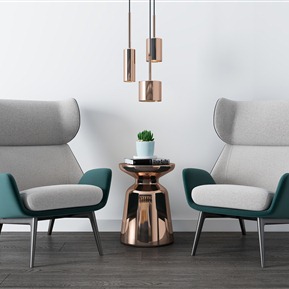 现代 休闲沙发组合 休闲椅圆几吊灯组合