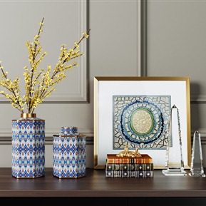 现代 摆件组合 波普花纹装饰罐