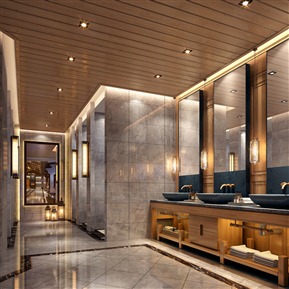 新中式 淋浴室 酒店温泉淋浴区