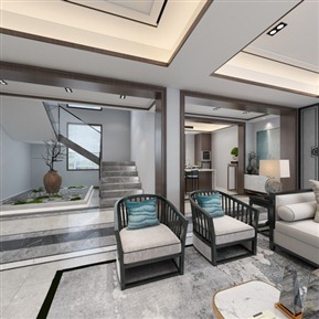 新中式 客厅 全景