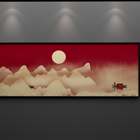 新中式 风景画 水墨山水意境景横幅装饰画