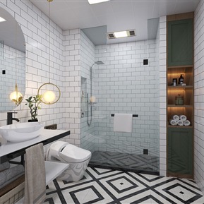 现代 卫生间 洗手台 淋浴间