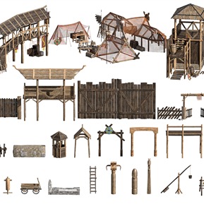 民族风 大门 古建筑木房子 帐篷 木栅栏