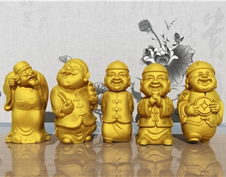 新中式 雕塑 财主 财神 地主 老人 男人 古代人 雕像