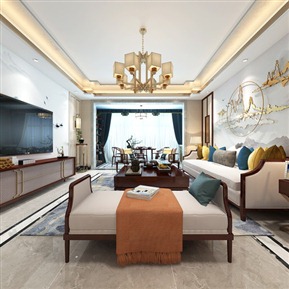 新中式 客餐厅 全景客餐厅