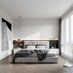 现代 卧室 主卧室