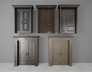【现代-后现代衣柜门-子母门3d模型】_门_五金构件