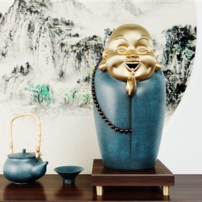 新中式 佛像 笑面佛装饰摆件