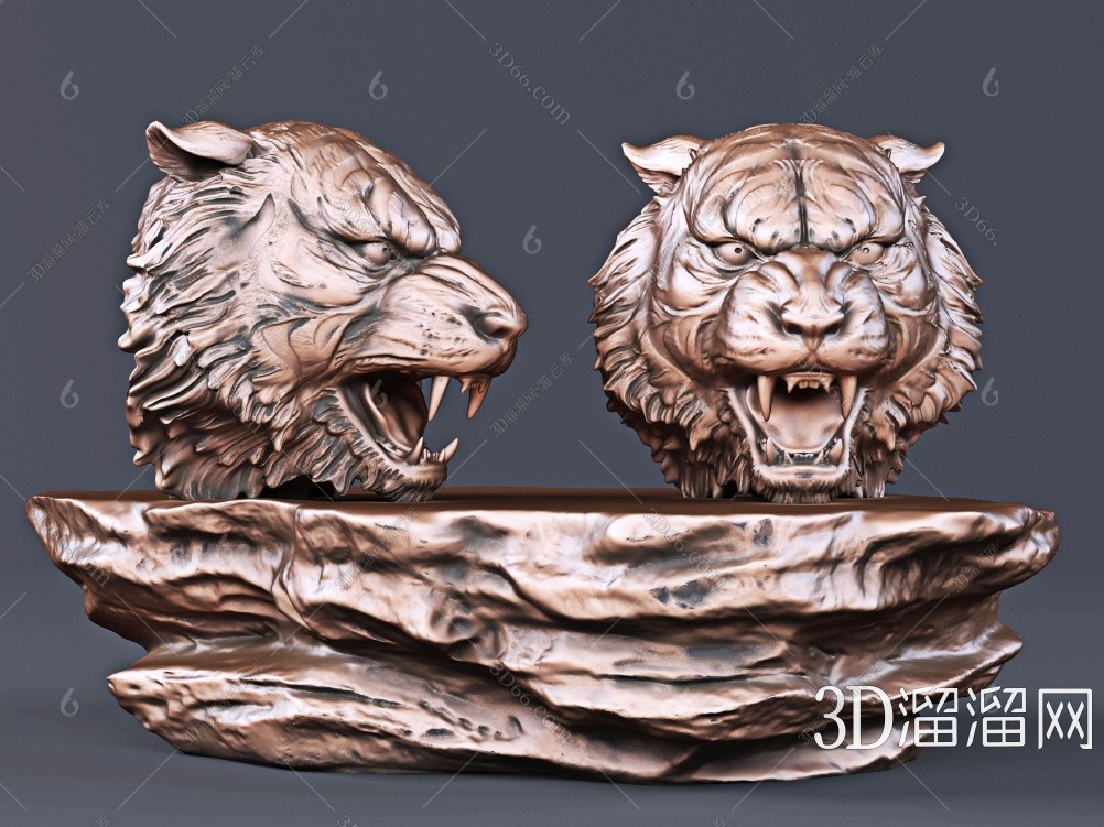 现代猛兽老虎头3d模型下载