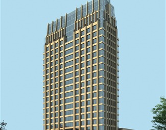 现代多层酒店建筑3d模型下载