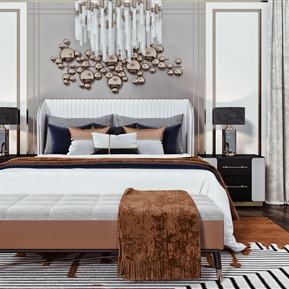 轻奢 背景双人床 双人床