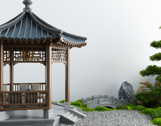 新中式 亭子 庭院景观小品