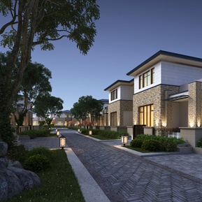 现代 联排别墅 别墅景观