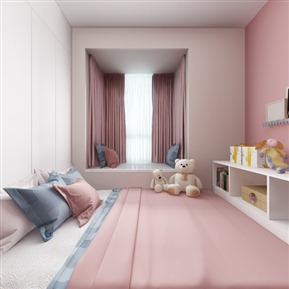 现代 儿童房 女孩房 全景