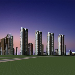 现代 办公楼 黄昏商业办公楼