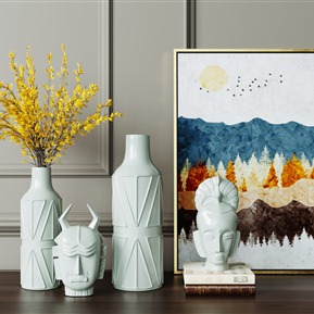 现代 装饰品 战国人物头像摆件