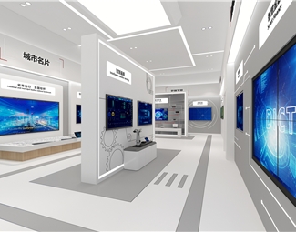 现代展厅电视背景墙
