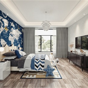 现代 儿童房 男孩房 儿童床