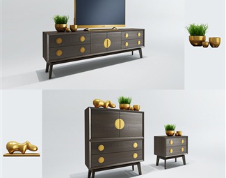新中式实木电视柜