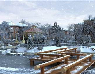 简欧 雪景 冬至雪景
