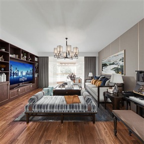 新中式 客餐厅 客厅餐厅全景