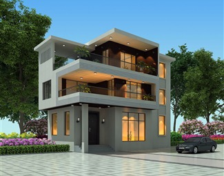 现代乡村自建房3d模型下载-3d溜溜网