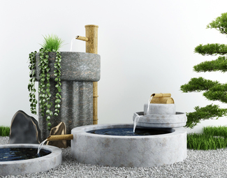 新中式 景观小品 庭院枯山水石