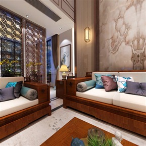 新中式 复式客厅 别墅客餐厅