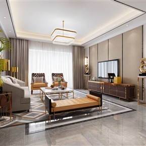 后现代 客厅 港式 客餐厅