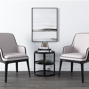 现代 扶手椅 休闲椅 茶几 装饰画组合