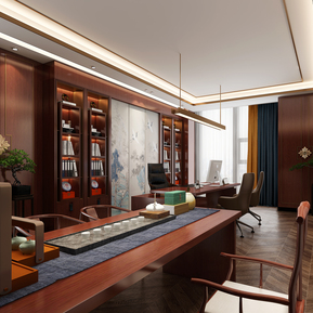 新中式 办公室 董事长总经理办公室