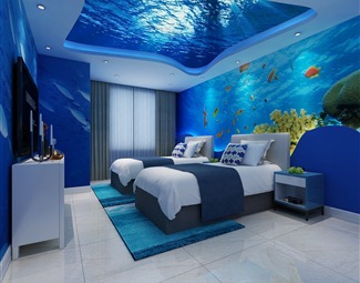 海洋主题酒店客房3d模型