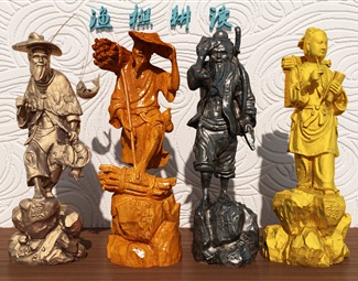 新中式渔夫雕塑