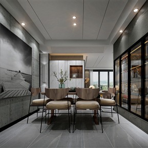 现代 餐厅 组合餐桌