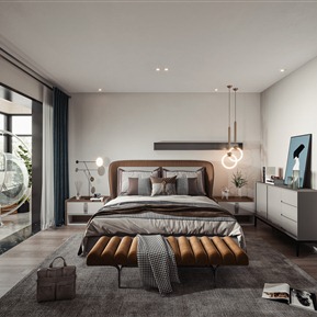 轻奢 卧室 主卧室 双人床