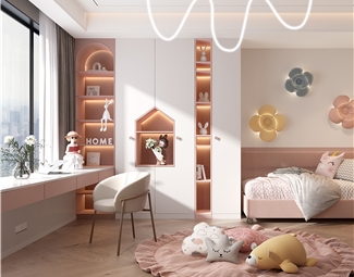 现代儿童房双人床