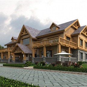 美式 会所建筑 别墅会所旅游休息区