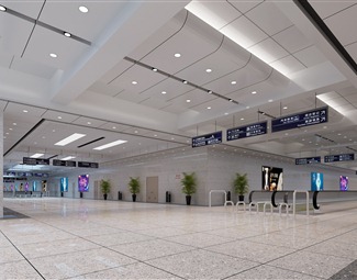 现代机场走廊