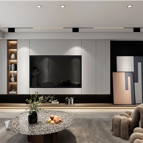 现代 客餐厅 意式简约客厅