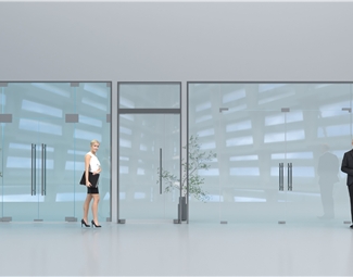 现代现代商业玻璃双开门大门组合