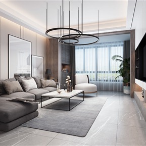 现代 客厅 客餐厅