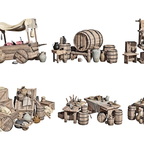 北欧 摊位 中世纪集市 菜摊 肉铺