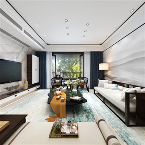 新中式 客餐厅 全景