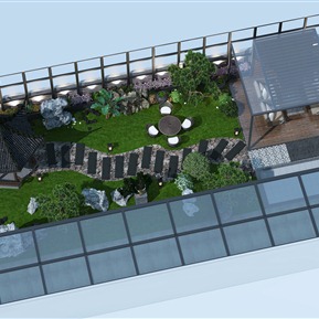 新中式 庭院 花园鸟瞰