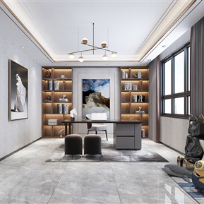 现代 书房 客餐厅书房 玄关