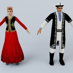 民族风 游戏角色 柯尔克孜族服装