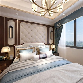 新中式 卧室 卧室全景