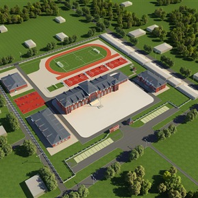 现代 鸟瞰图 小学鸟瞰